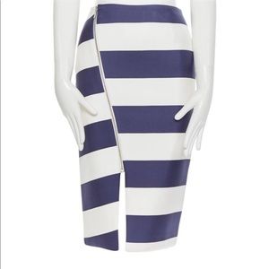 NICHOLAS 100% silk asymmetric zip pencil skirt